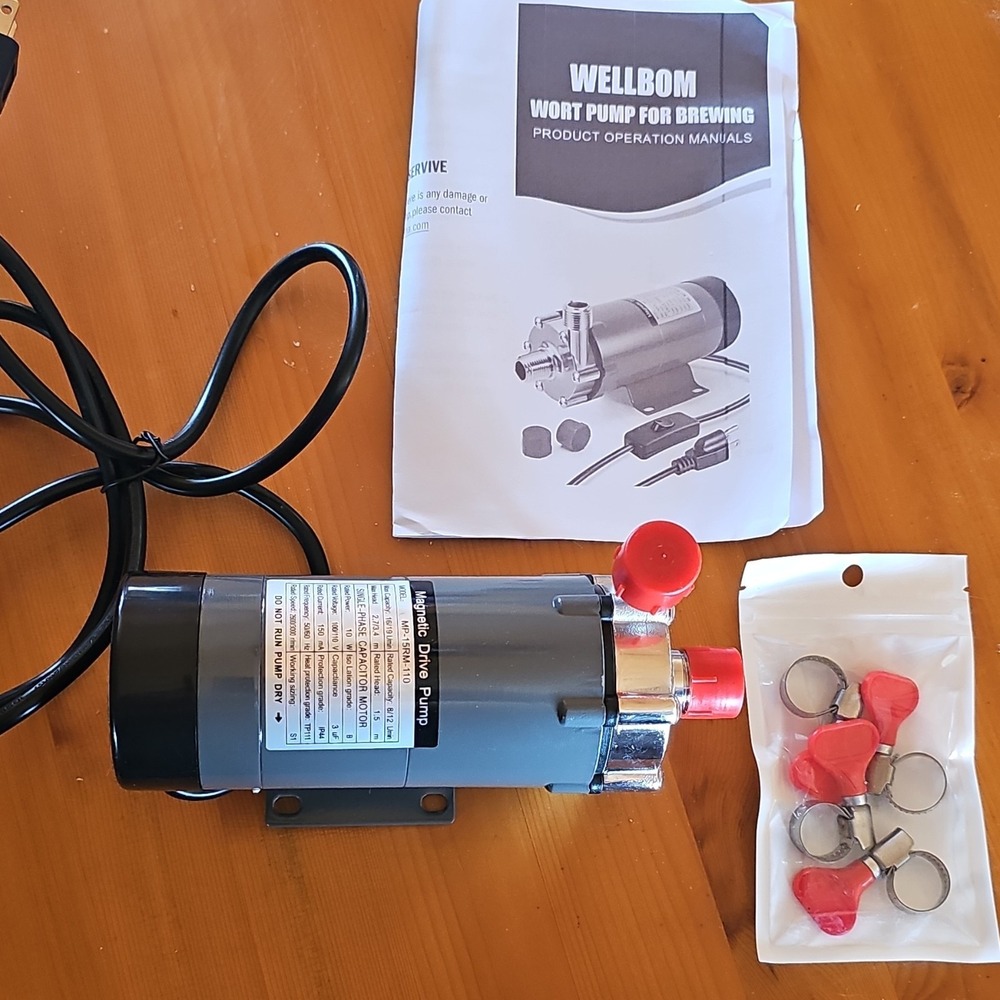 WELLBOM Magnetic Drive Wort Pump MP-15RM-110 Electric 110V Gray Red Black